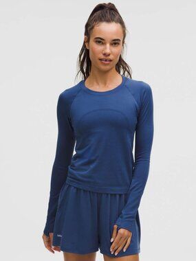 lululemon Swiftly Tech Long-Sleeve Shirt 2.0 Waist Length in Blue Twill 2025 NEW